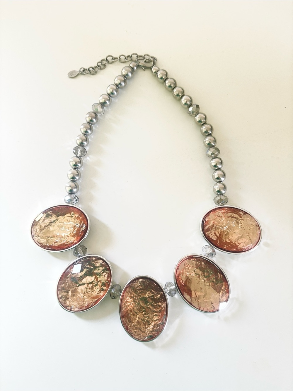 Statement Pink Oval Pendant Necklace